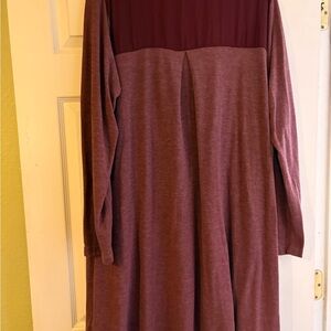 Simple Burgundy and Dusty Rose Long Sleeve Dress